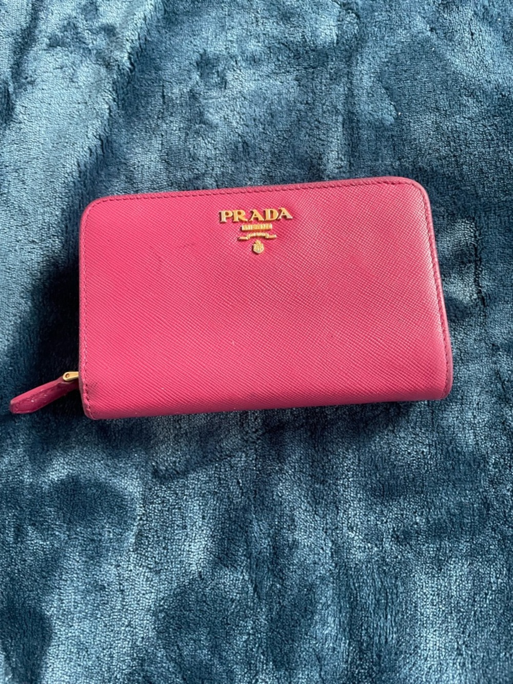 Prada Hot Pink Saffiano Zip-Around Wallet